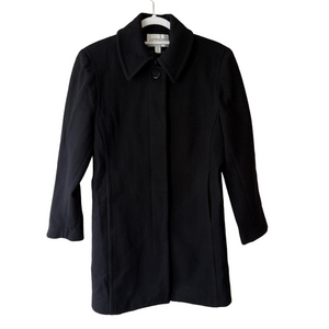 Fairweather Vintage Elegant Black Women's Wool Blend Pea Coat Size 4P Cozy
